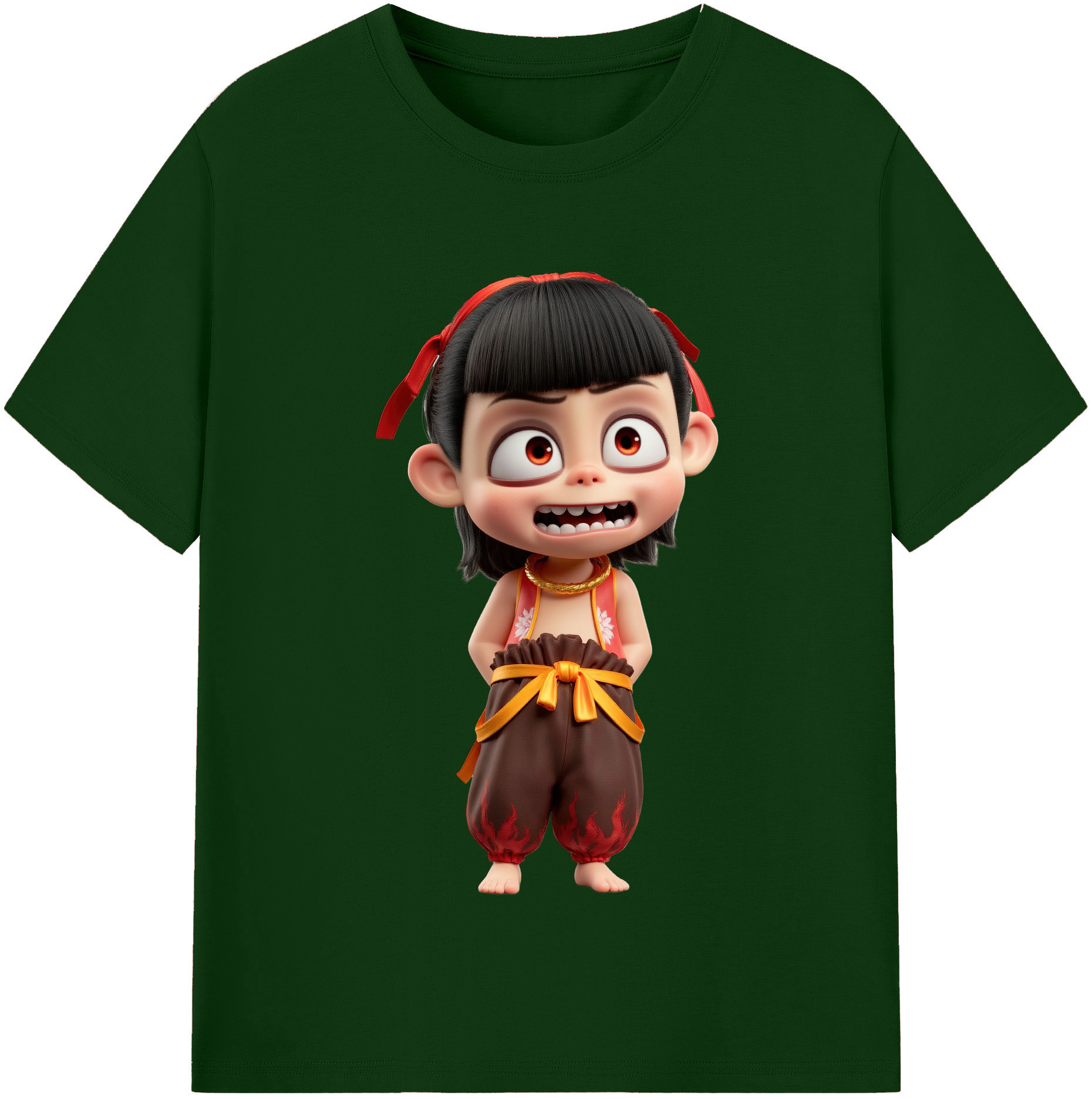 （画像用） Ne Zha 2 ナタ 魔童の大暴れ 綿100％半袖Tシャツ（フロントプリント）